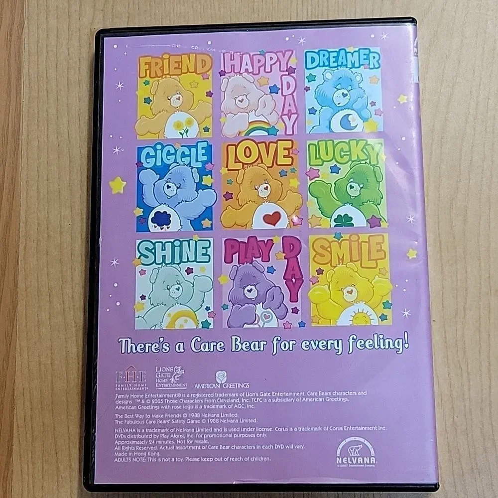 Care Bear costume/pj's 3T-4T vintage stuffed cloth bear books and Dvd 4 Figures‎